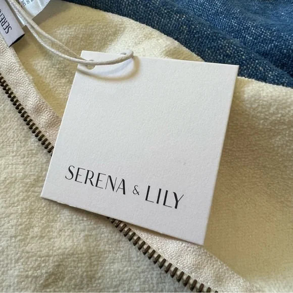 Set of 2 Serena and Lily Linen Chenille Pillow 18x24 French Blue Pillow Shams - Picture 8 of 9